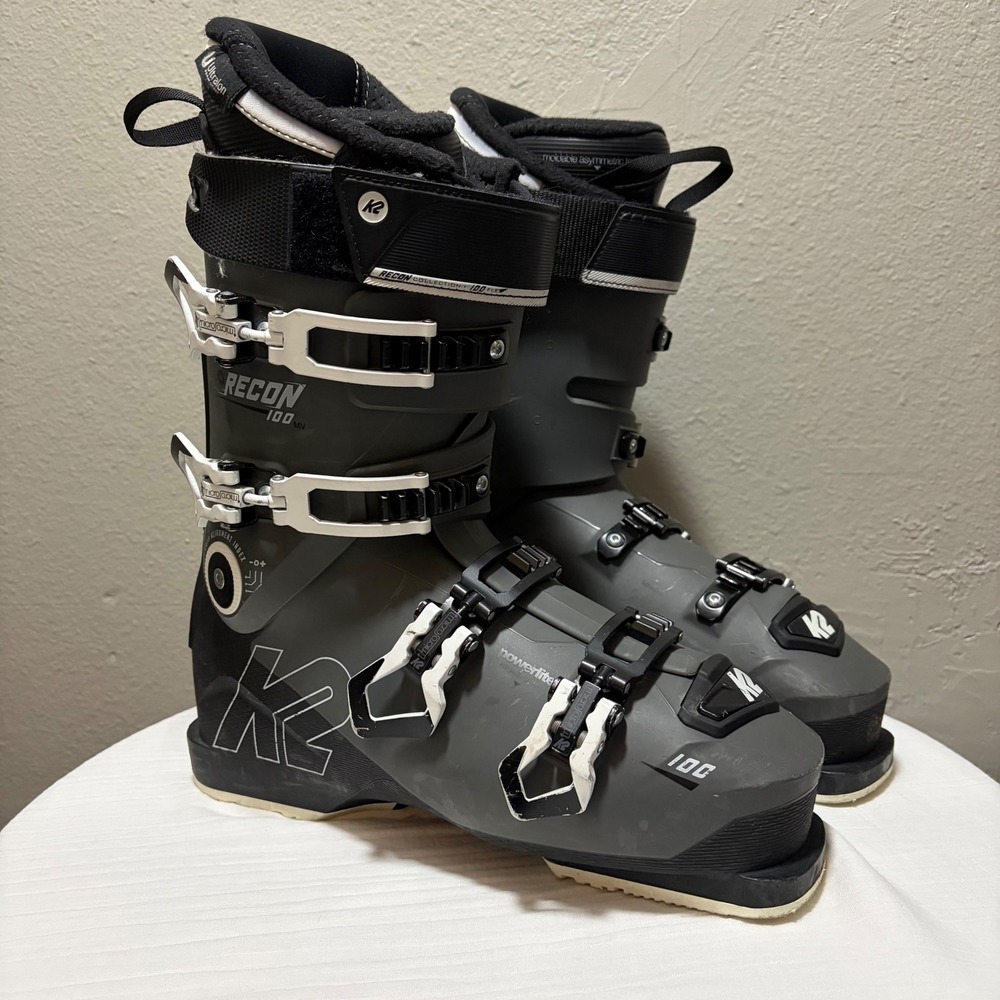 K2 Recon 100 MV Men Ski Boots Size 27.5 314mm All Mountain Powerlite Alpine Gray